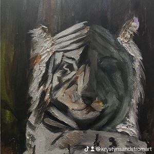 Black and Gray Abstract Tiger Painting